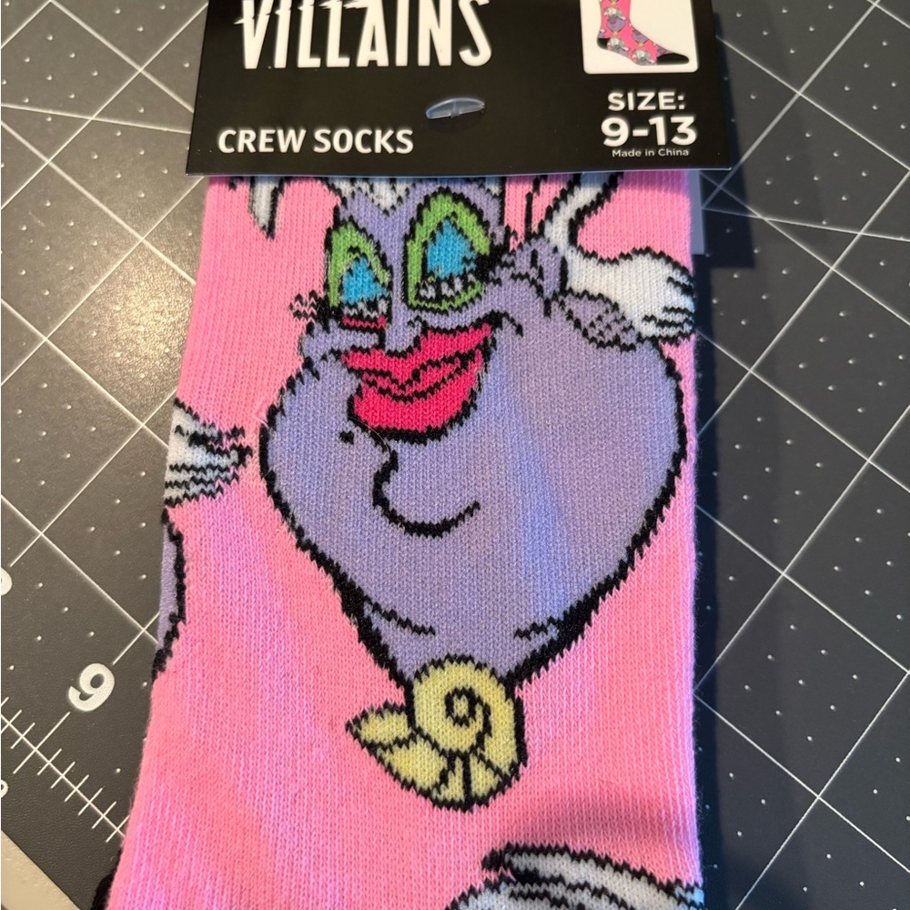 Disney Villains Pink and Purple Crew Socks. 9-13